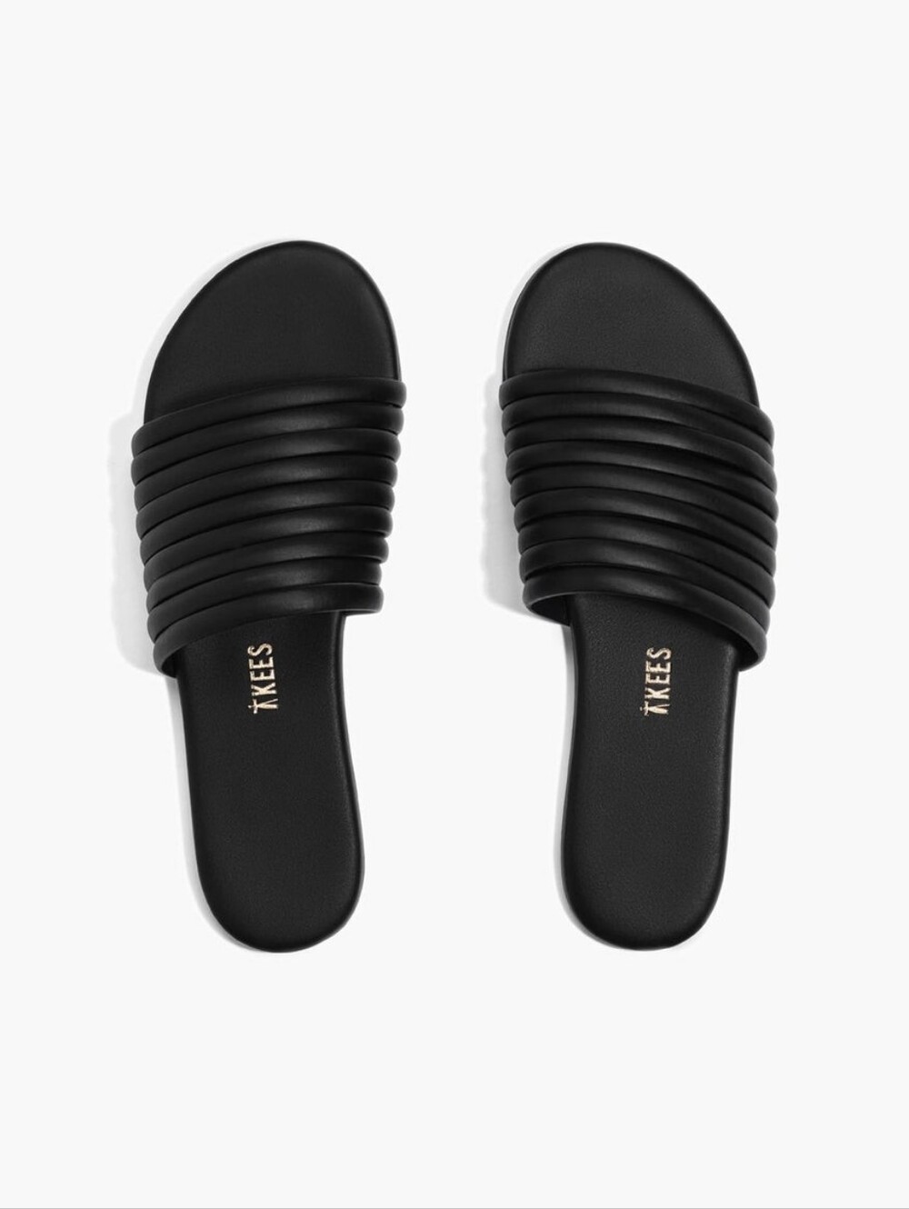 Tkees Caro Black Leather Strappy Slide Sandals